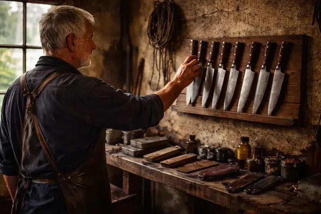 Forgeron au travail avec des flammes et braises rougeoyantes